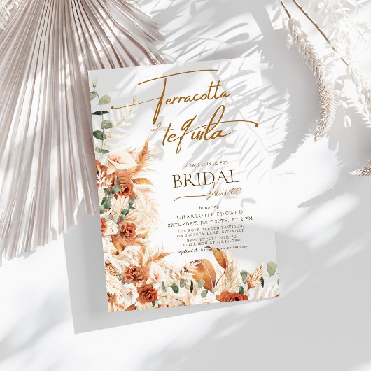 Invitation Boho Terracotta Pampas & Fête des mariées Tequila