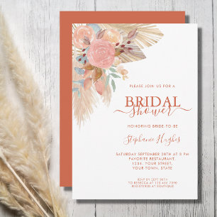 Invitation Boho Terracotta Pampas Grass Fête des mariées Flor