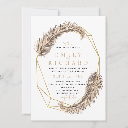 Invitation Boho Terracotta, Pampas Grass Mariage (Devant)