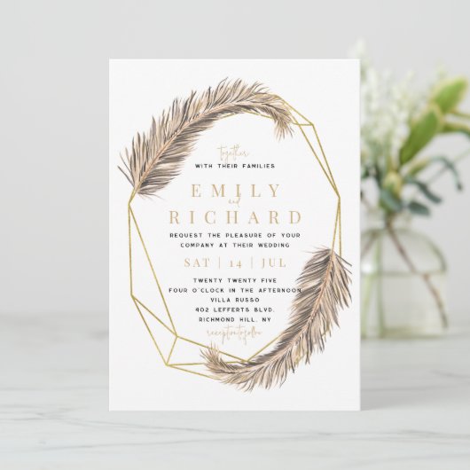 Invitation Boho Terracotta, Pampas Grass Mariage (Debout devant)