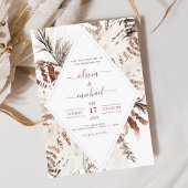 Invitation Boho Terracotta Pampas Grass Mariage beige
