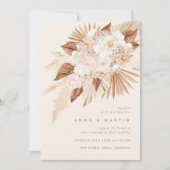 Invitation Boho Terracotta Pampas Grass mariage élégant (Devant)