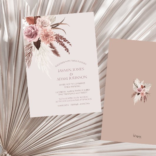 Invitation Boho Terracotta Pampas Grass Mariage Floral