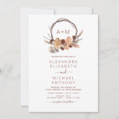 Invitation Boho Terracotta Pampas Grass Monogramme Mariage In (Devant)