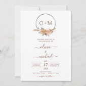Invitation Boho Terracotta Pampas Grass Monogramme Mariage In (Devant)