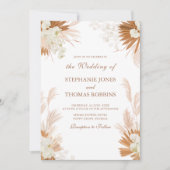 Invitation Boho Terracotta Pampas Grass Orchid Mariage (Devant)