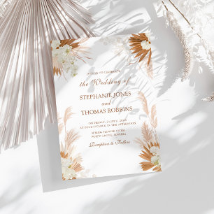 Invitation Boho Terracotta Pampas Grass Orchid Mariage