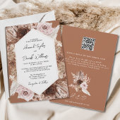 Invitation Boho Terracotta Pampas Grass QR Code RSVP Mariage