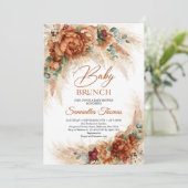 Invitation Boho terracotta pampas herbe bordeaux bébé brunch (Debout devant)