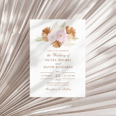 Invitation Boho Terracotta Pampas Mariage en herbe et fleurs