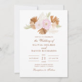 Invitation Boho Terracotta Pampas Mariage en herbe et fleurs (Devant)