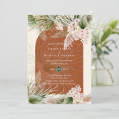 Invitation BOHO Terracotta Peach Pampas Mariage (Debout devant)