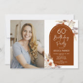 Invitation Boho Terracotta Photo 60e anniversaire (Devant)
