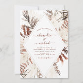 Invitation Boho Terracotta Photo Pampas Grass Mariage (Devant)