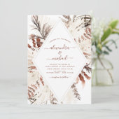 Invitation Boho Terracotta Photo Pampas Grass Mariage (Debout devant)