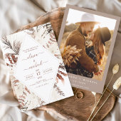 Invitation Boho Terracotta Photo Pampas Grass Mariage