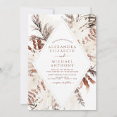 Invitation Boho Terracotta Photo Pampas Grass Mariage (Devant)