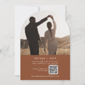 Invitation Boho Terracotta Photo QR Code Arch Mariage (Dos)