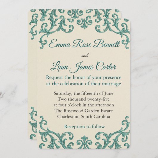 Invitation Boho Terracotta Plumes beiges (Devant / Derrière)