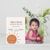 Invitation Boho terracotta premier voyage autour du soleil (Debout devant)