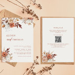 Invitation Boho Terracotta QR Code 2 en 1 Mariage<br><div class="desc">Elégant code QR en terre cuite & crème fleurie mariage tout en une seule invitation.</div>