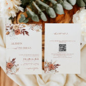 Invitation Boho Terracotta QR Code 2 en 1 Mariage