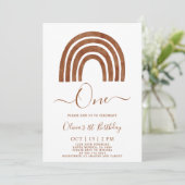 Invitation Boho Terracotta Rainbow 1er Anniversaire Invitatio (Debout devant)