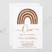 Invitation Boho Terracotta Rainbow 1er Anniversaire Invitatio (Devant / Derrière)