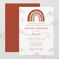 Boho Terracotta Rainbow Nuages 1er anniversaire