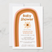 Invitation Boho Terracotta Rainbow Sun Baby shower (Devant)