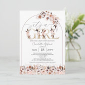 Invitation Boho Terracotta rose Floral Baby shower fille (Debout devant)