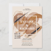 Invitation Boho Terracotta rose or parties scintillant tons m (Devant)