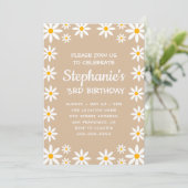 Invitation Boho Terracotta Sable Retro Daisées Anniversaire F (Debout devant)