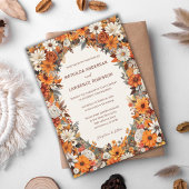 Invitation Boho Terracotta Sage Floral Photo Mariage de autom