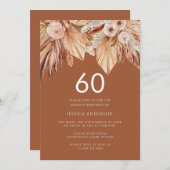 Invitation Boho Terracotta séché Floral 60e fête d'anniversai (Devant / Derrière)