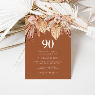 Invitation Boho Terracotta séché Floral 90e fête d'anniversai