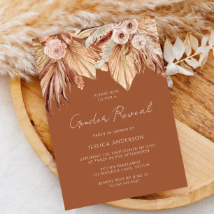 Invitation Boho Terracotta séché Floral Genre Reveal Party