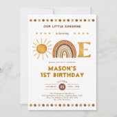 Invitation Boho Terracotta Sunshine Arc-en-ciel 1er anniversa (Devant)