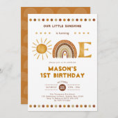 Invitation Boho Terracotta Sunshine Arc-en-ciel 1er anniversa (Devant / Derrière)