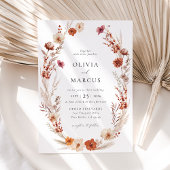 Invitation Boho Terracotta Taupe Fleur sauvage Élégant mariag