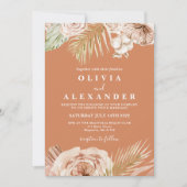 Invitation Boho Terracotta Tropical Floral et Palm mariage (Devant)
