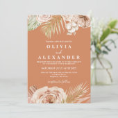 Invitation Boho Terracotta Tropical Floral et Palm mariage (Debout devant)