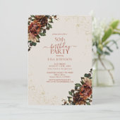 Invitation Boho Terracotta verdure Floral 50e anniversaire (Debout devant)