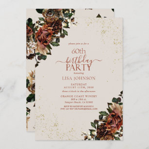 Invitation Boho Terracotta Verdure Floral 60e anniversaire