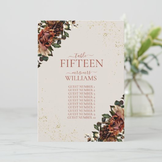 Invitation Boho Terracotta Verdure Floral Mariage (Debout devant)