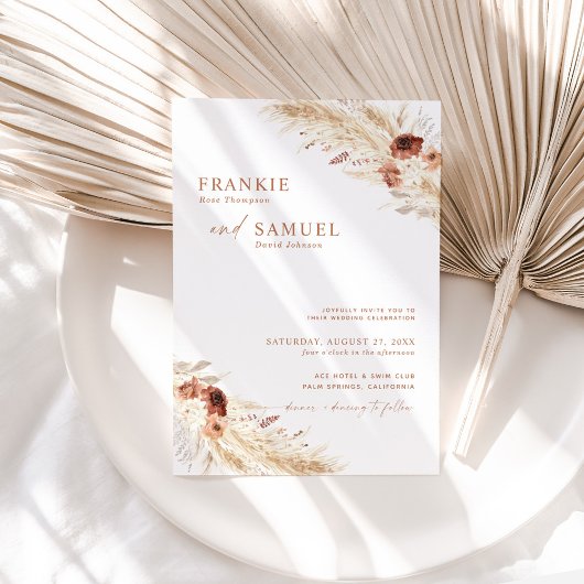 Invitation Boho Terracotta Wedding Invitation, Mariage modern