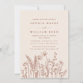 Invitation Boho Terracotta Wildflower Photo Wedding (Devant)