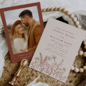Invitation Boho Terracotta Wildflower Photo Wedding