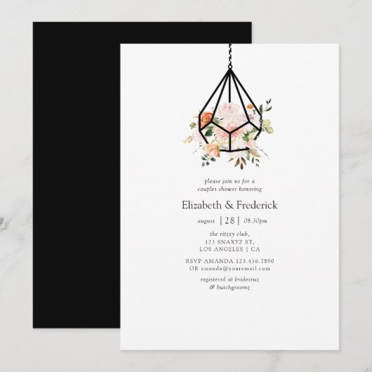Invitation Boho Terrarium géométrique Floral Couples Douche (Devant / Derrière)