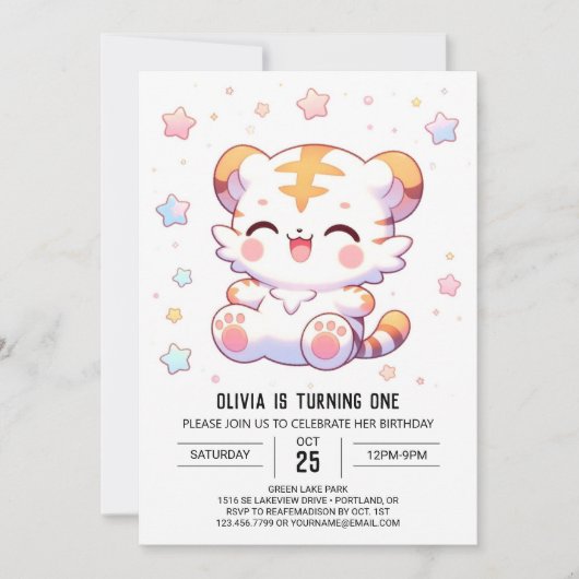 Invitation Boho Tiger 1er anniversaire (Devant)